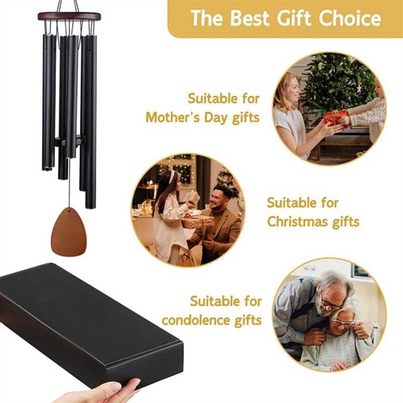 ❥ Windchime Metal Aluminum Windbell Wind 6 Rods Chimes Home Decoration Craft Outdoor Garden Patio