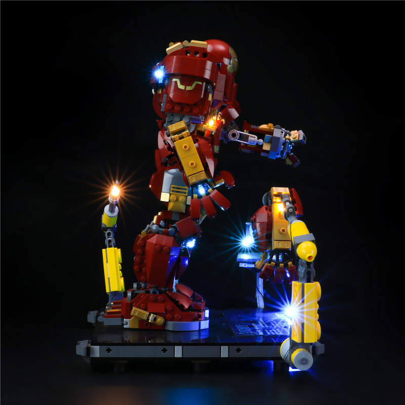 YB ใช้งานร่วมกับ LEGO 76105 Avengers LED Iron Man Hulkbuster Mecha Building Blocks DIY แสง