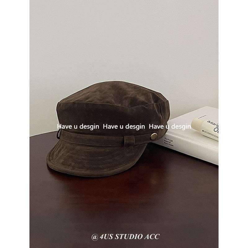มี u desgin ฤดูใบไม้ร่วงสไตล์ใหม่ Retro สไตล์อังกฤษ Newsboy หมวกหญิง High-End หนังนิ่มแปดเหลี่ยมหมวกขนาดเล็กแฟชั่นจิตรกรหมวก
