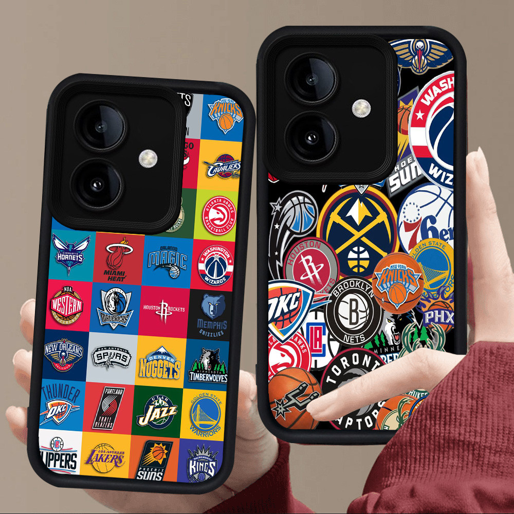 E114 แฟชั่นปลอกบาสเก็ตบอลสําหรับซิลิโคนสีดํา OPPO A3X A5 A3 Pro A79 A5X 5G