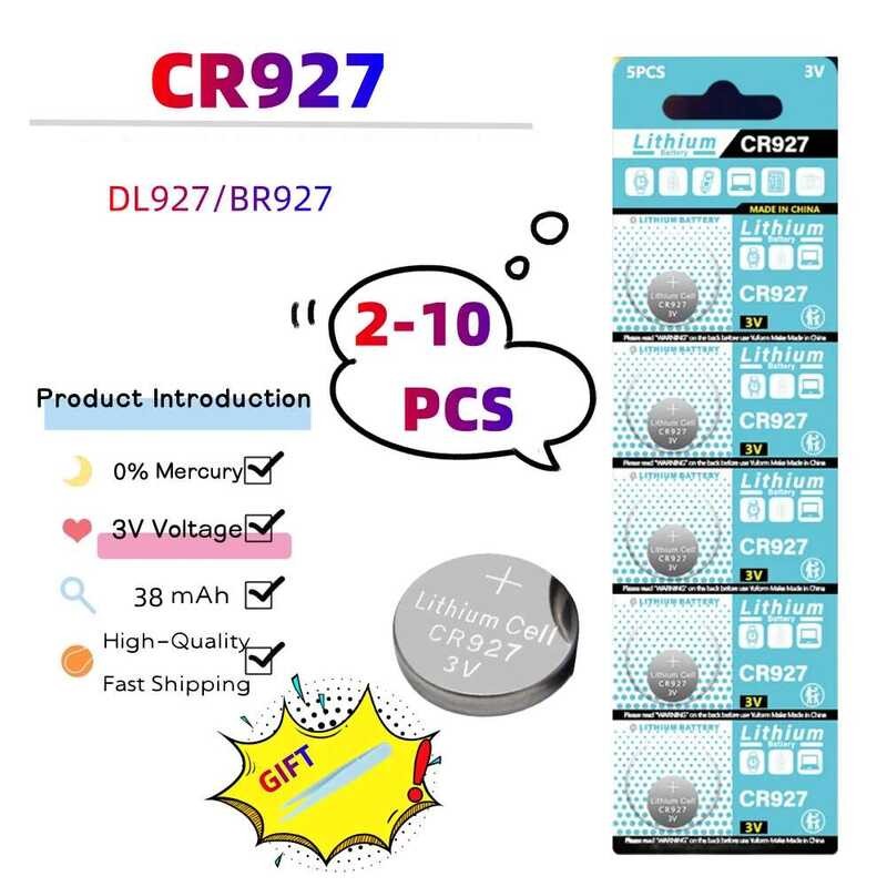 แบตเตอรี่ลิเธียมแบบปุ่ม CR927 3V 2-10 ชิ้น BR927 ECR927 LM927 5011LC KCL927 DL927 CR927-1W