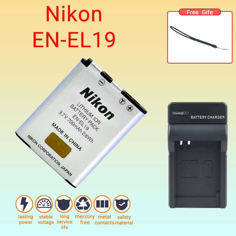 ❤ แบตเตอรี่ El19 En-El19ใช้ได้กับกล้อง Nikon S2500/2600/2800/3100/3300 S6600/4100