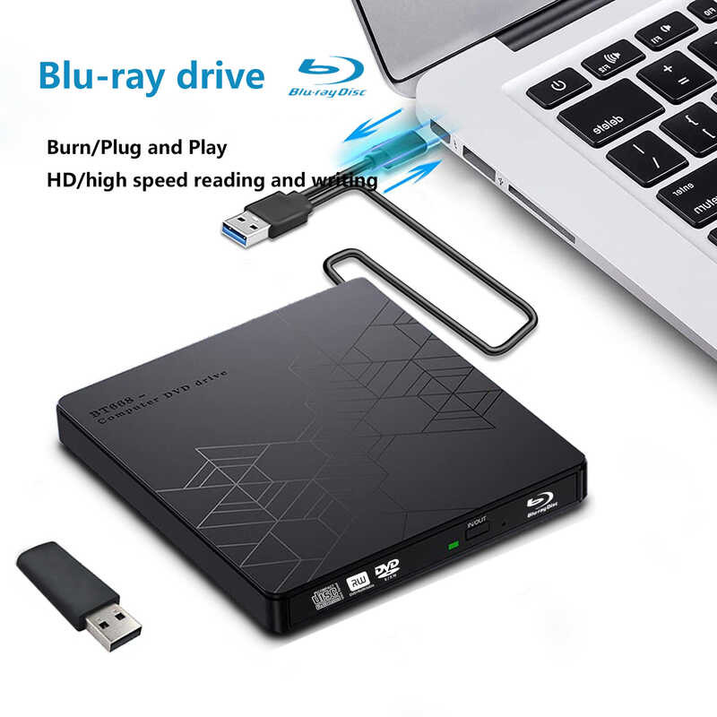 OEM ภายนอก Blu-ray ไดรฟ์คอมพิวเตอร์ภายนอก dvd Blu-ray แกะสลักบันทึก Multi-Function Card Blu-ray Play