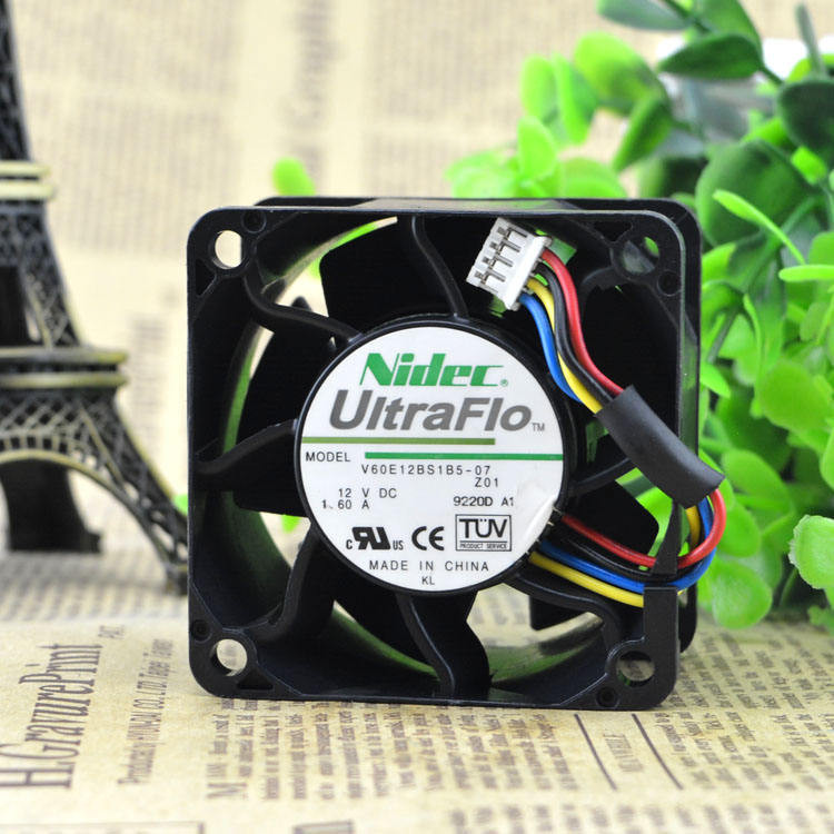 ญี่ปุ่น NIDEC 6038 12V 1.60A พัดลมเซิร์ฟเวอร์ปริมาณอากาศขนาดใหญ่ V60E12BS1B5-07A024