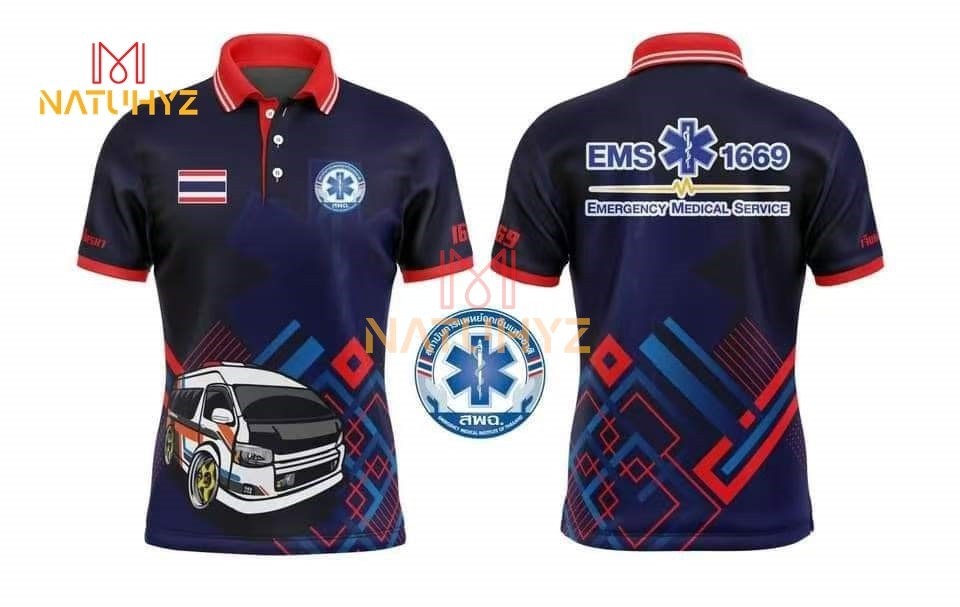 เสื้อกู้ภัย เสื้อEMS เสื้อโปโล คอโปโล เสื้อกีฬา เนื้อผ้าไมโครพลัสหน้าเรียบ N40