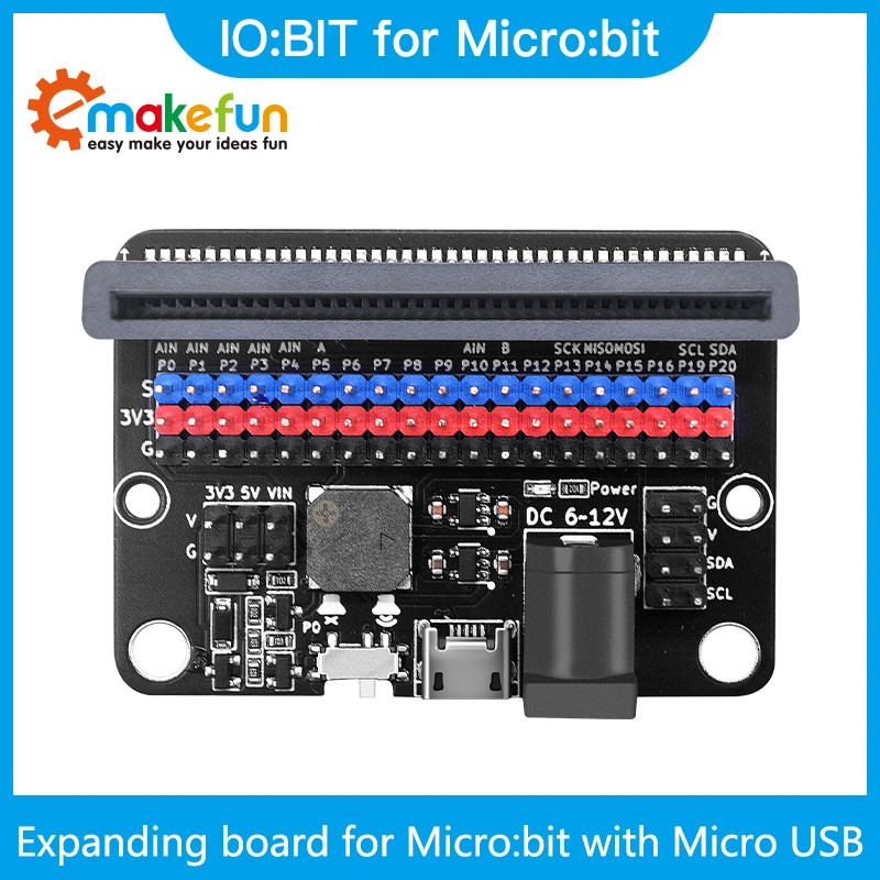 Emakefun บอร์ดขยายสําหรับ Micro:bit GPIO ขยาย Python IO:bit 5V พร้อมออนบอร์ด Passive Buzzer