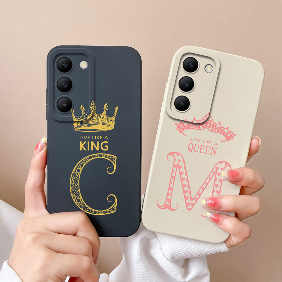 เคสสําหรับvivo Y100 (IDN) 4G 5Gเคสโทรศัพท์แฟชั่นหรูหรามงกุฎตัวอักษรรูปแบบMatteซิลิโคนเหลวสําหรับVivo