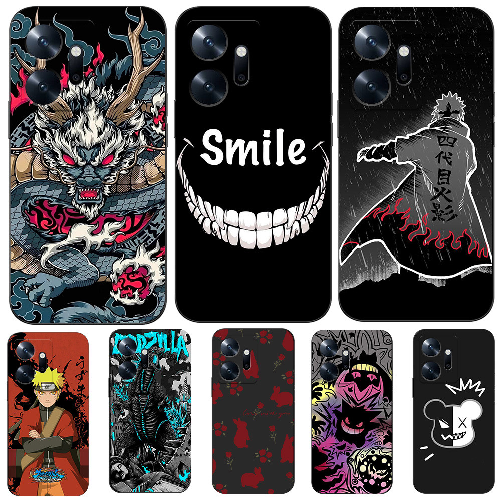 เคสสําหรับ INFINIX ZERO 20 Silicon Phone Back Cover เคส tpu สีดํา ยิ้ม