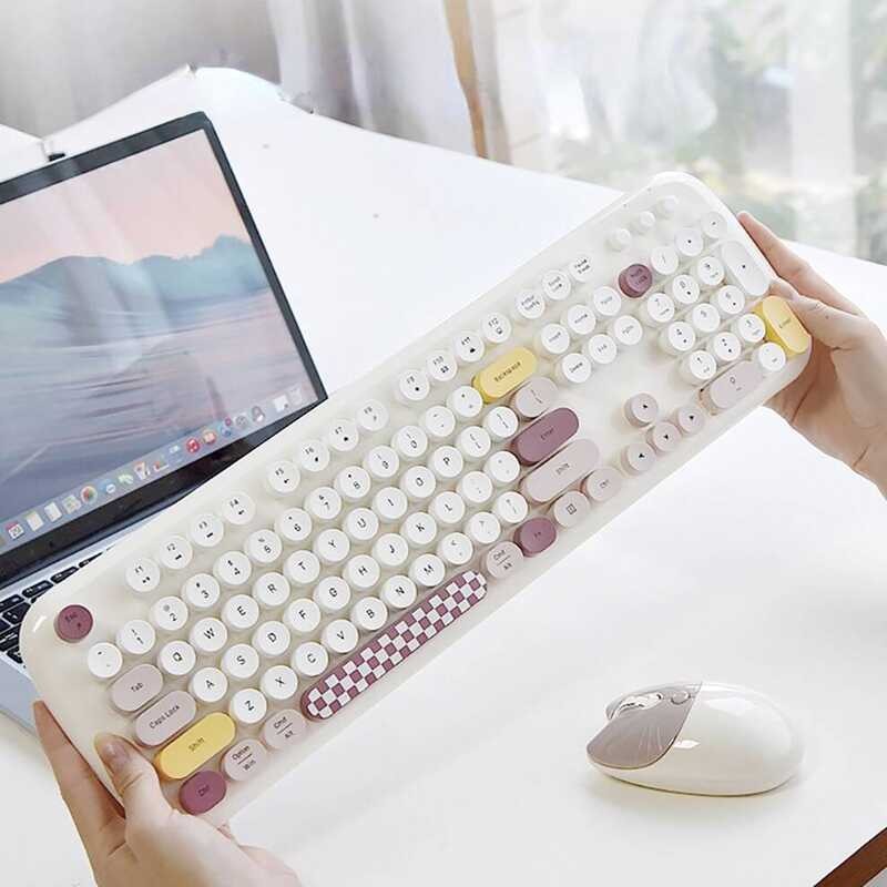 Jomaa&Mofii Geezer Zero 2.4G Set And Combo Retro Keyboard With Round Keycap Cute Wireless Mouse For