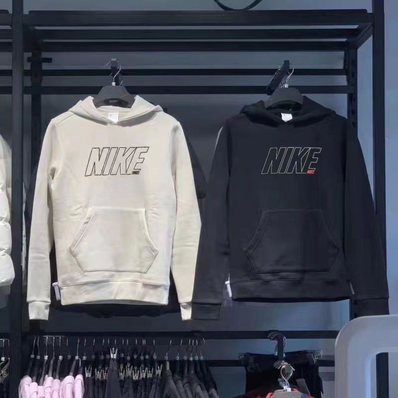 Nike 2024 ใหม่ Heavyweight Hooded Sweatshirt ผ้าฝ้ายแท้กีฬาผู้ชายและผู้หญิงเสื้อสวมหัวแฟชั่นคู่อเนกป