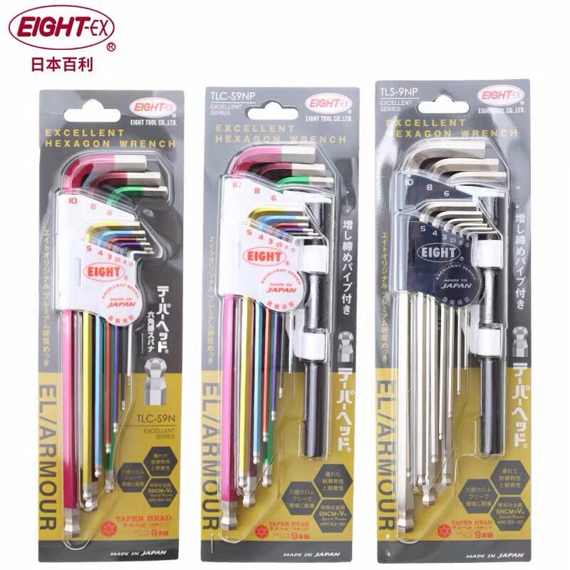 นําเข้าญี่ปุ่น EIGHT EIGHT สียาวพิเศษ Allen ชุดประแจช้อนหกเหลี่ยม TLC-S7 TLC-