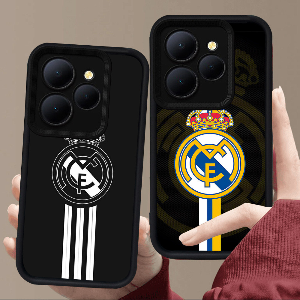 E98 Real MadridปลอกสําหรับซิลิโคนสีดําTecno POP Spark GO1 GO2 7 Pova 4 8 6 GO 5 20 GO1S 9 Pro 2024 2