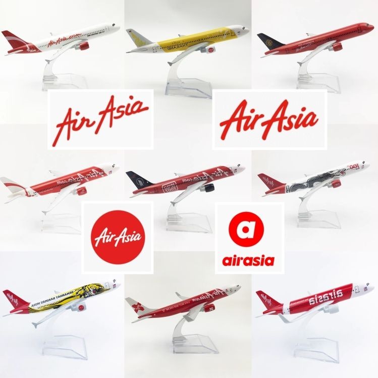 [HOT HIT] A340 AirAsia A320 AirAsia B737 โลหะผสม 16 ซม. โมเดลเครื่องบินสําหรับตกแต่งการเดินทาง