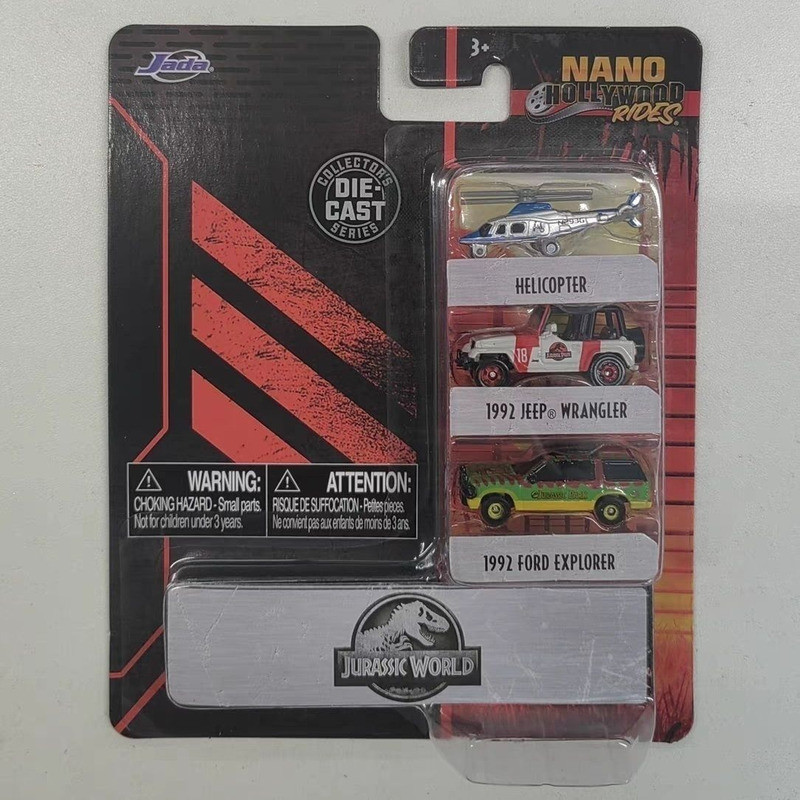 {ของเล่นสดใส} Jada Jurassic Park World Dinosaur Jiada Jeep Alloy Car Model Mini Car Set 250814