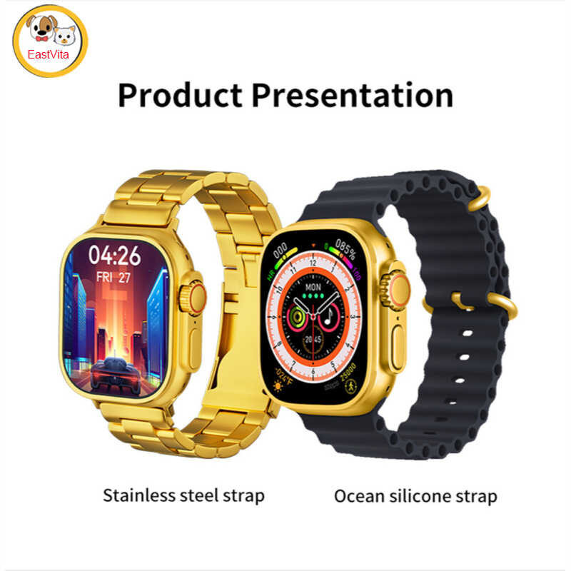 Hk9 Ultra Smart Watch Make/Answer Calling Ip67 Waterproof Heart Rate Glucose Blood Oxygen Sleeping