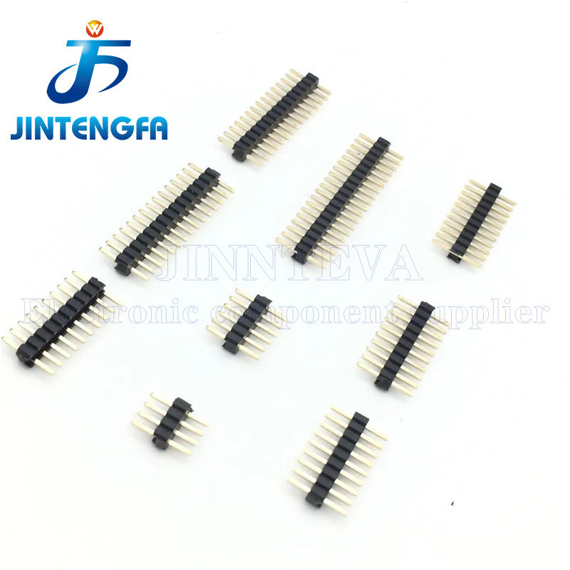 50PCS 1*2-50P 1.27MM gild เดี่ยวแถวชาย PCB Board Header Connector Strip Pinheader 2 P 3 P 4 P 5 P 6 