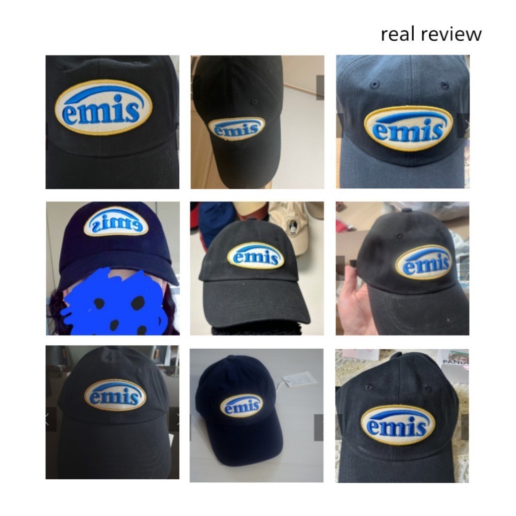 ♞,♘,♙,[Song Kang pick!] Emis(ของแท้) หมวกแก๊ป ปักลายโลโก้ สีดํา
