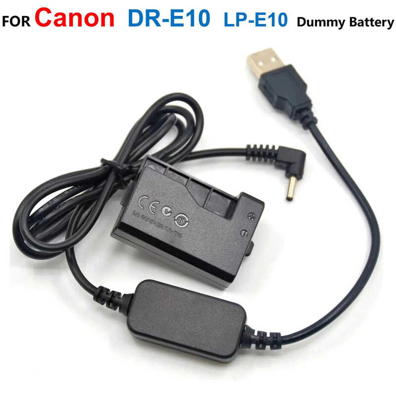 DR-E10 9 LP-E10 Dummy Battery+5V USB Power Cable Adapter For Canon EOS 1500D 2000D 3000D Kiss X50