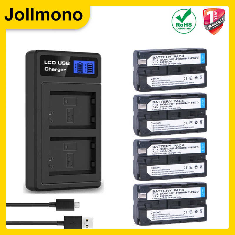NP-F330 6 F550 NP F330 Battery + LED Dual USB Charger for Sony NP-F550 NP-750 Camera Lights 6 - -