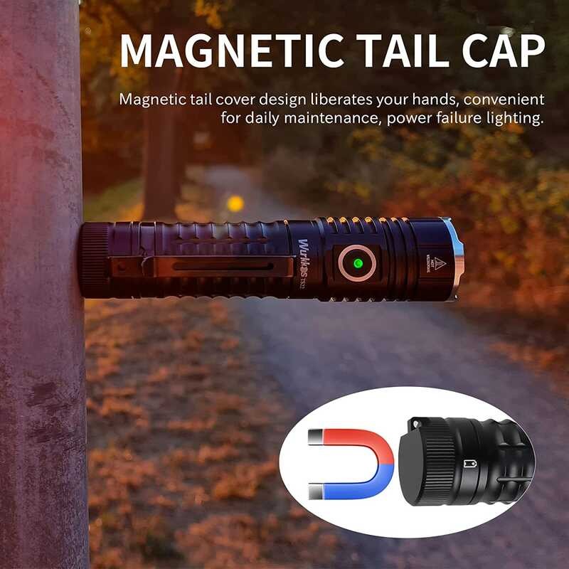 21700 Wurkkos-TS22 Rechargeable LED Flashlight XHP70.2 Powerful Max 4500LM IP68 with Magnet Tail &