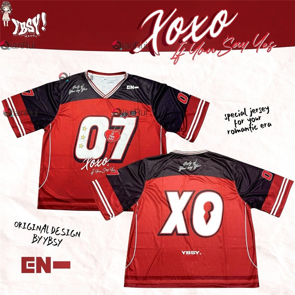NFL Enhypen Jersey - XO Edition Jersey Baju Tshirt Lelaki Lengan Pendek Retro Collar Full Sublimatio