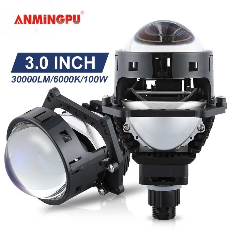 々 ANMINGPU Bi-Led Lens 3.0 Inch Hella 3R G5 100W 30000Lm Projector Headlight Lenses H4 H7 H1 H11