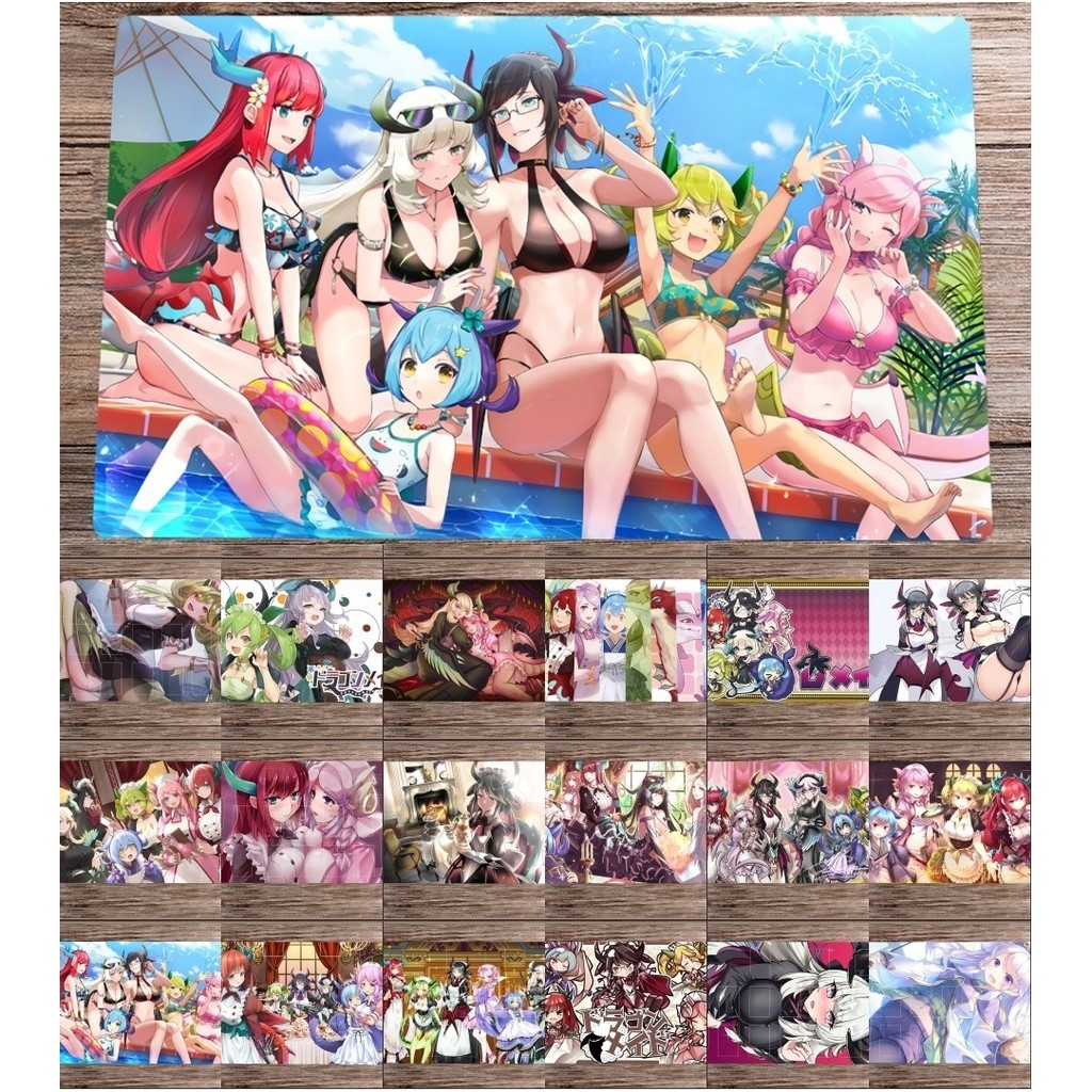 YuGiOh Playmat Dragonmaid Girls TCG CCG Mat Trading Card เกมอะนิเมะเกมกระดาน Playmat โต๊ะ Pad & ฟรีกระเป๋า Mousepad 60x35 ซม.