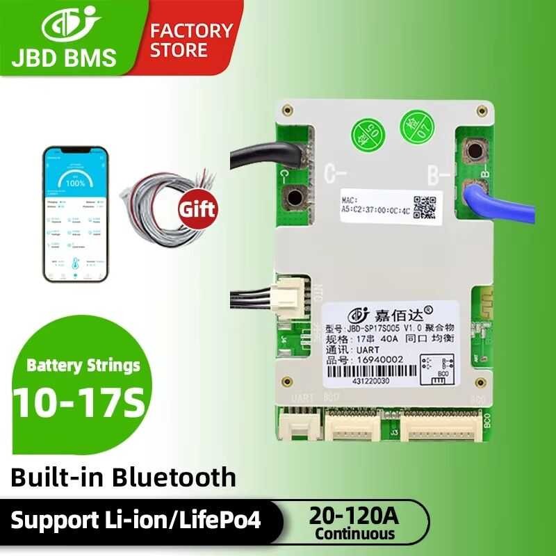 ❤ JBD Bluetooth Smart BMS 10S 12S 13S 14S 16S 17S Lithium Battery Protection Board 36V 48V 60V