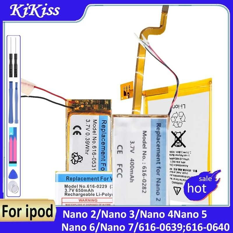 แบตเตอรี่ขนาด 220mAh - 400mAh สำหรับ iPod Nano 4 5 6 7 2 3 Gen Nano3 Nano4 Nano5 Nano6