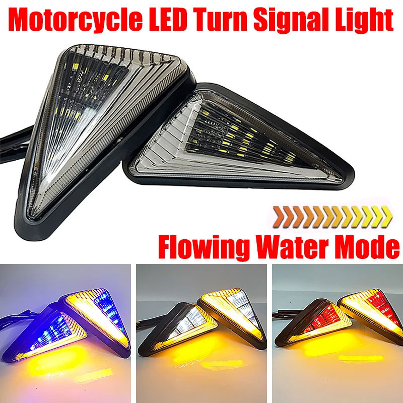 รถจักรยานยนต์ LED ไฟเลี้ยว Flush Mount Blinker 12V น้ําไหลสามเหลี่ยม LED กระพริบสําหรับรถจักรยานยนต์ไฟแสดงสถานะโคมไฟ
