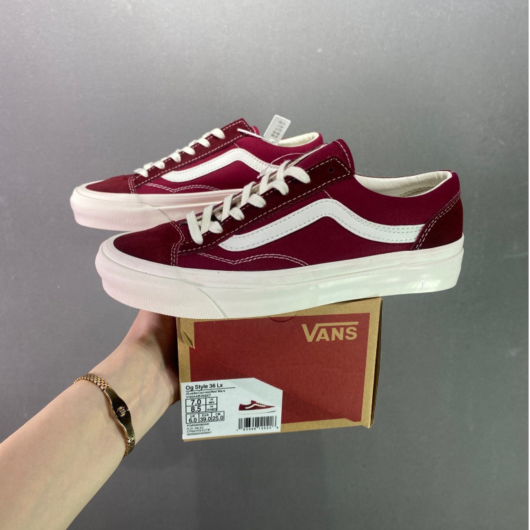 Vans Vault Og Style 36 Crimson รองเท ้ าผ ้ าใบลําลองสั ้ น