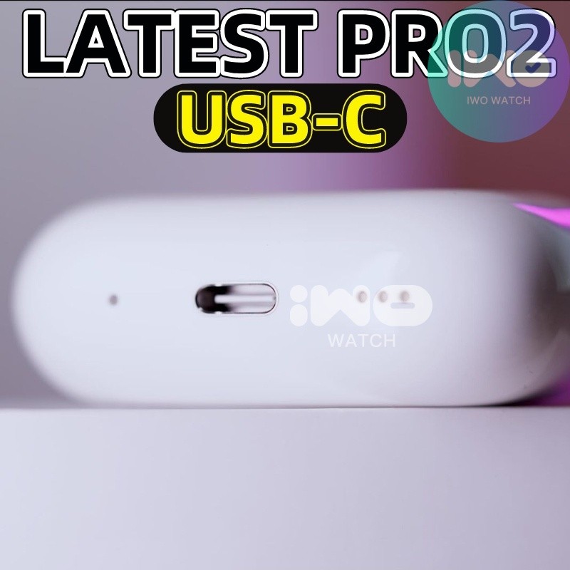 Pro2 ชิป airoha USB-C ล่าสุด พร้อมตัวเลื่อนระดับเสียง 100% หูฟังบลูทูธไร้สาย สําหรับ ios17