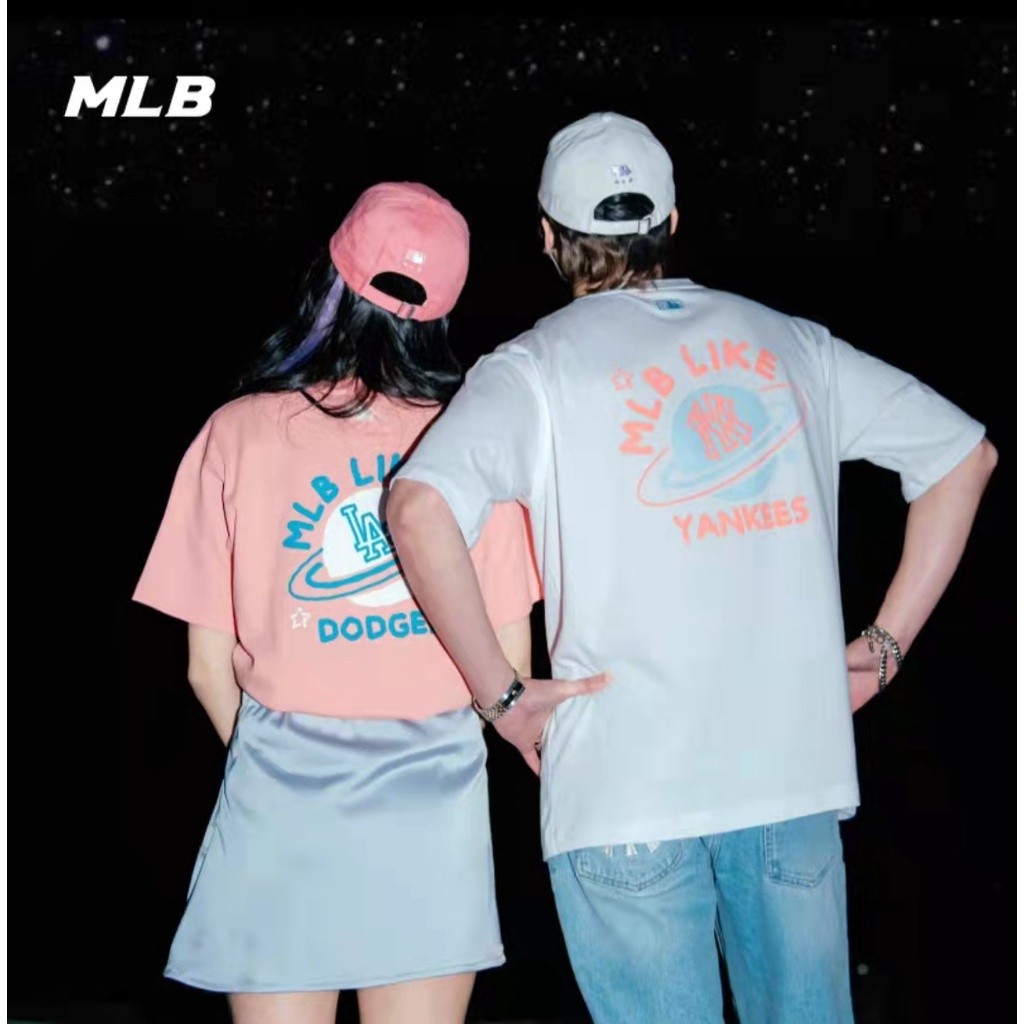 ♞,♘,♙MLB (พร้อมส่ง) เสื้อยืด MLB LIKE KNITTED UNISEX OVERSIZED เสื้อยืดสำหรับผู้หญิงผู้ชาย ของแท้%