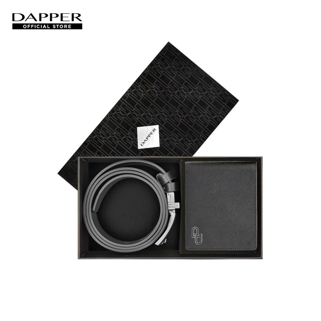 DAPPER กิ๊ฟเซ็ท กระเป๋าสตางค์ & เข็มขัดหนัง DP Iconic สีดำ (BBXB1/1012BW)