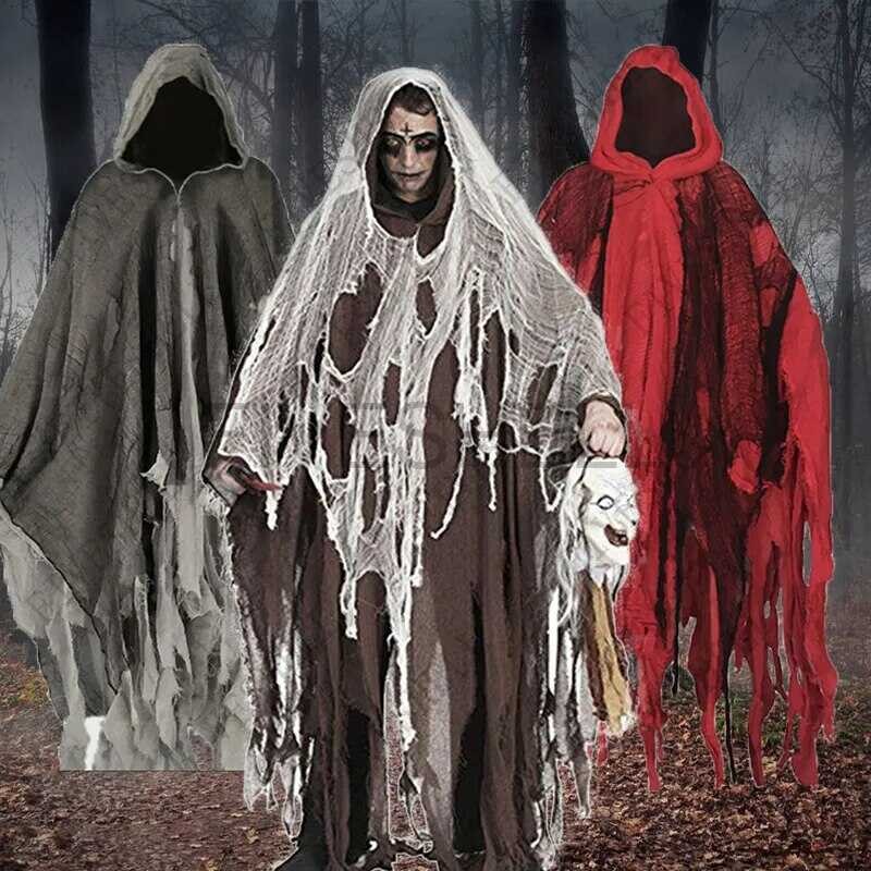 Unisex 2023 Halloween Ghost Dementors Cosplay Costume Gothic Horror Zombie Tattered Hooded Capes D