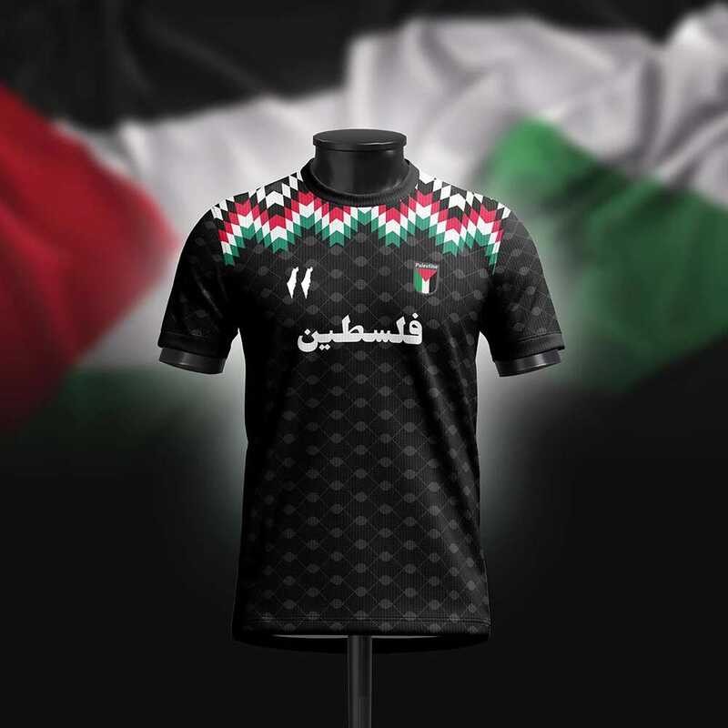 เสื้อยืดแฟชั่นฤดูร้อน ฟุตบอลปาเลสไตน์ แขนสั้น ธงปาเลสไตน์ พิมพ์ 3D เสื้อยืดลำลอง คอวี หลวม สำหรับผู้