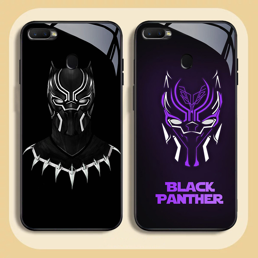 NC-13 Black Panther Glass Case สําหรับ OPPO A7 A12 A12S A11K A5S F9 F7 F5 Realme 2 Pro