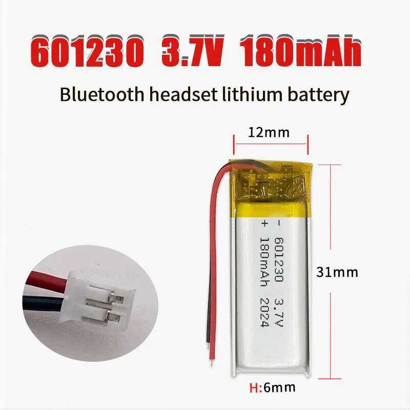 601230 1-10 ชิ้น แบตเตอรี่ลิโพ 180mAh 3.7V แบตเตอรี่โพลีเมอร์ลิไอออนสำหรับหูฟังบลูทูธ Tws แบบพกพา