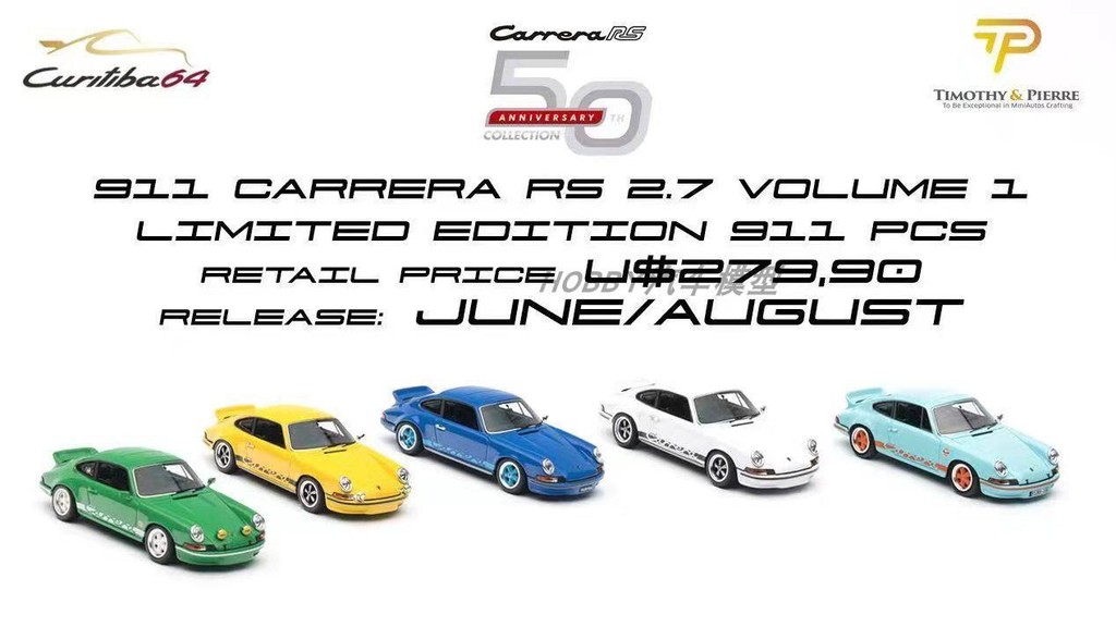 พร้อมสต็อก TP Porsche 911 carrera carrera RS 2.7 1/64 โมเดลรถ Out of Print Car Model