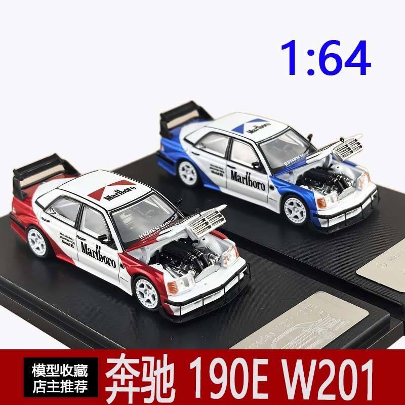 Rhino Model RM Rhino 1: 64 Mercedes-Benz W201 190E เปิดฝาครอบ Marlboro โมเดลรถโลหะผสม