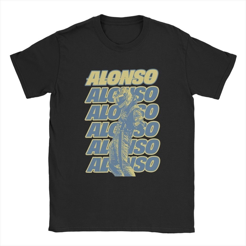 เสื้อยืดผู้ชาย Fernando Racing Alonsos Retro Driver Cool Cotton แขนสั้น พิมพ์ลายรถยนต์