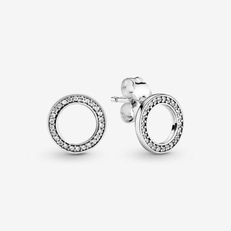 ♞,♘,♙(พร้อมส่ง) Pandora Sparkling Circle Stud Earrings ต่างหูวงกลม สร้อยPandora ของเเท้100%