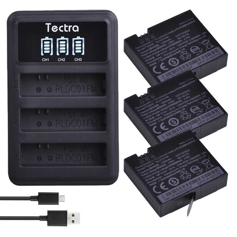 1450mAh e Li-ion Battery/LED Charger for MiJia 4k Sports Action Camera, Xiaomi RLDC01FM Battery 2
