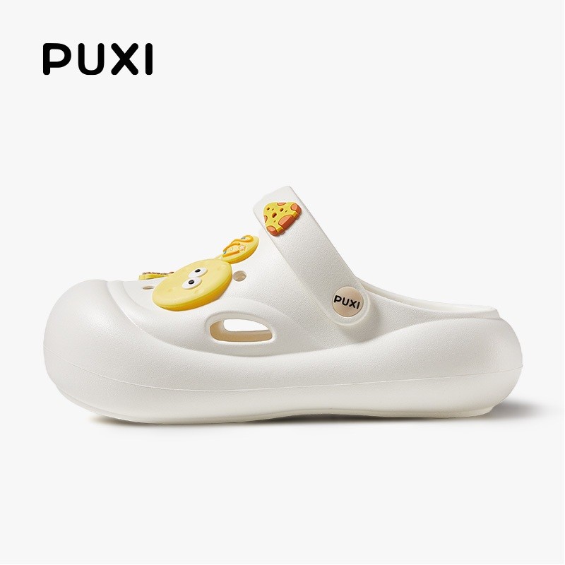 PUXI รองเท้าหลุม พื้นรองเท้าแพลตฟอร์มของผู้หญิง รองเท้าชายหาดฤดูร้อนน่ารัก นิ้วเท้ากันลื่น ระบายอาก