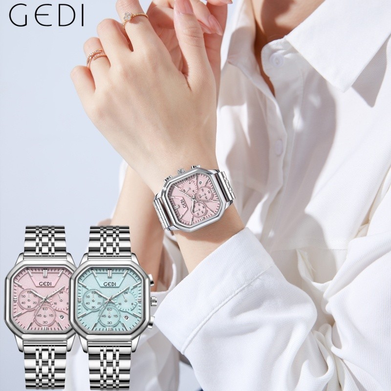 นาฬิกาผู้หญิง GEDI 12044 เข็มขัดเหล็ก