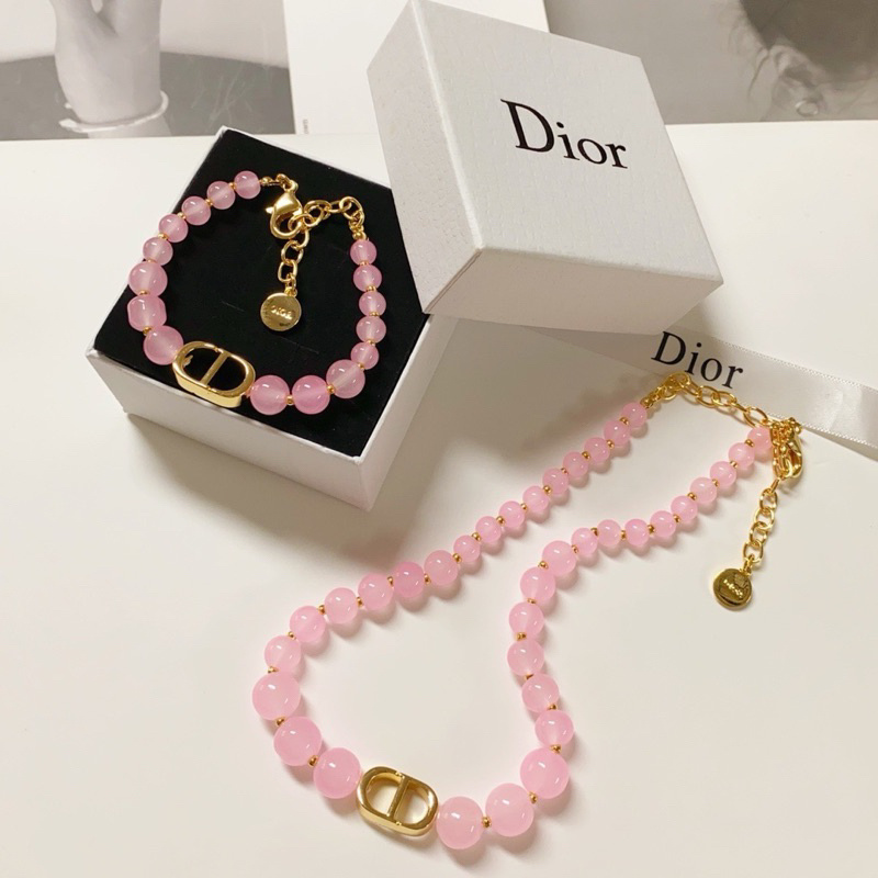 ♞SALEเซต สร้อยคอ กำไลข้อมือ ต่างหู ดิออร์ Dior choker bracelet