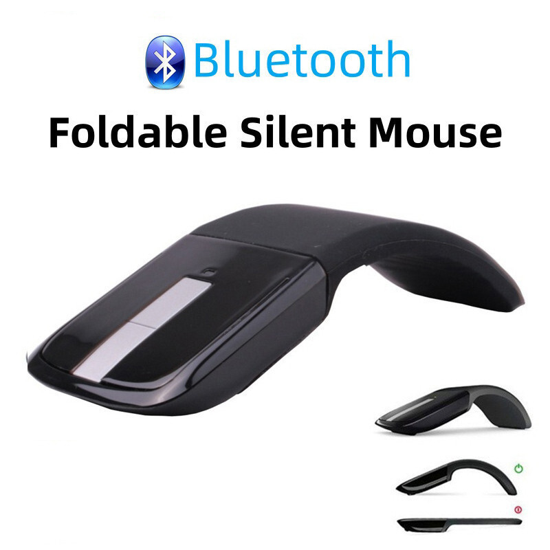 เมาส์คอมพิวเตอร์ไร้สายแบบพับได้ Slim Optical Gaming เมาส์พับพร้อมตัวรับสัญญาณ USB Arc Touch Mice สําหรับ Microsoft PC