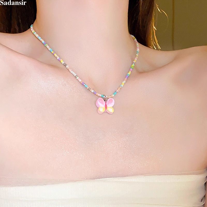 Thailand - ImportMillennium Y2k สร้อยคอลูกปัด รูปผีเสื้อ สําหรับผู้หญิง