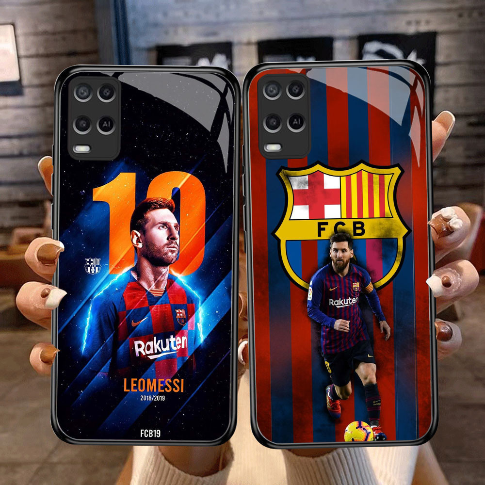 DF-87 Messi in Barcelona Club TPU HD Glass Casing สําหรับ OPPO A54 A55 Reno Narzo 7 8 8i 9 50 Pro