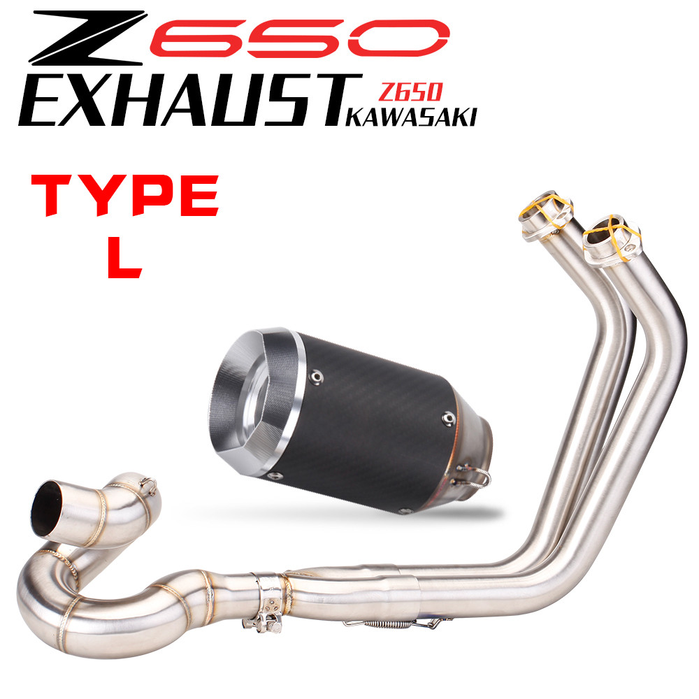 ระบบเต็มรูปแบบ Fit สําหรับ Z/Ninja650 Z650 Ninja650 2017-2022 รถจักรยานยนต์สแตนเลสท่อไอเสียท่อ Heade